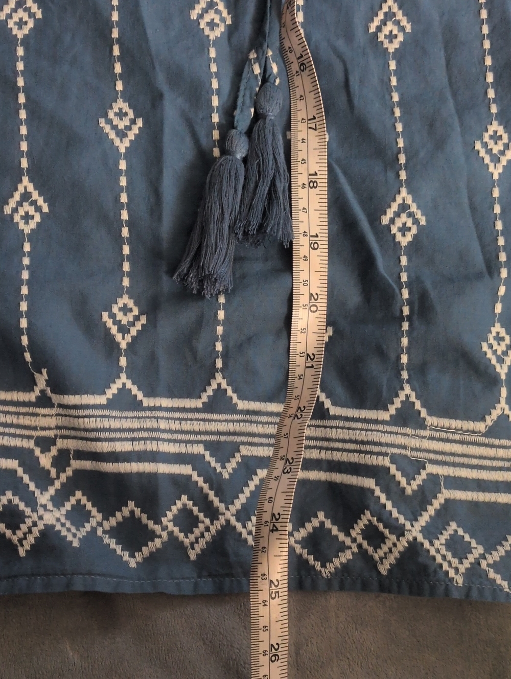 Umgee Women's Boho Embroidered Peasant Top - Blue - Picture 3 of 6